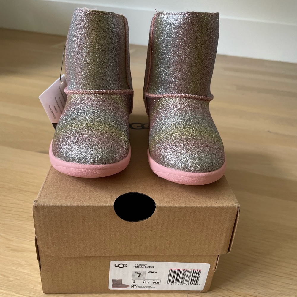 UGG Toddlers Keelan Boot, Pink Glitter, Toddler size 7
